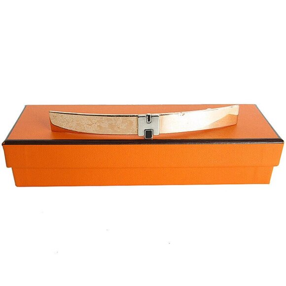 Auth HERMES Barrette Hair Clip Pink Gold/Silver/Black metal/enamel s0157i - Picture 1 of 8